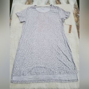 Rae Dunn Light Gray Leopard Print Short Sleeve Top Size L